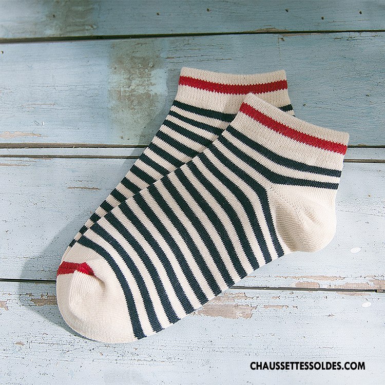 Chaussettes Courtes Femme 100% Coton Personnalité Rayé Dame Chaussette Basse Coupée Jaune