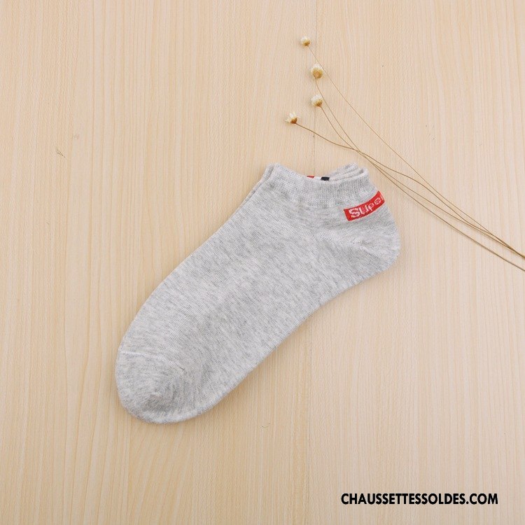 Chaussettes Courtes Femme 100% Coton Simple Classique Printemps Chaussette Courte Dame Pure Gris Clair