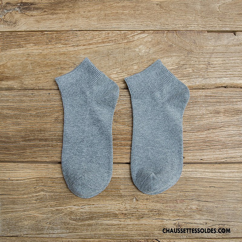 Chaussettes Courtes Femme Adulte Respirant Absorber La Sueur Coton Été Légère Pure Bleu