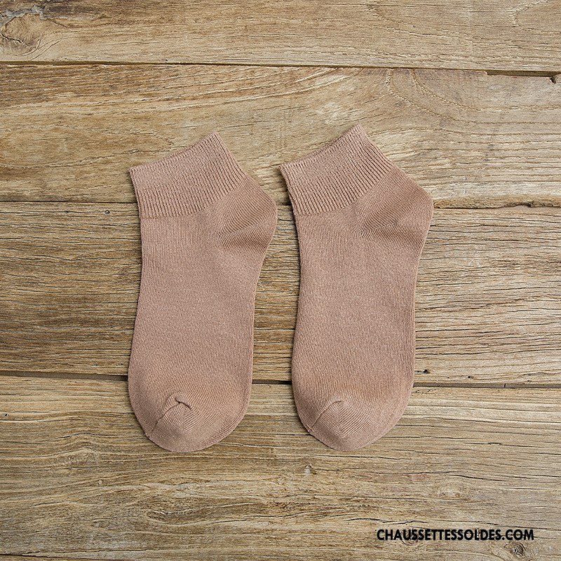 Chaussettes Courtes Femme Adulte Respirant Absorber La Sueur Coton Été Légère Pure Bleu