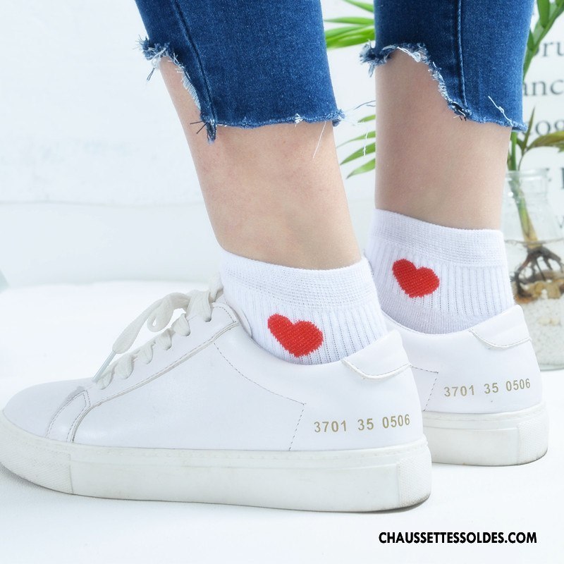 Chaussettes Courtes Femme Amour Basse Vent D'université Dame Petit Chaussette Basse Coupée Blanc Clair