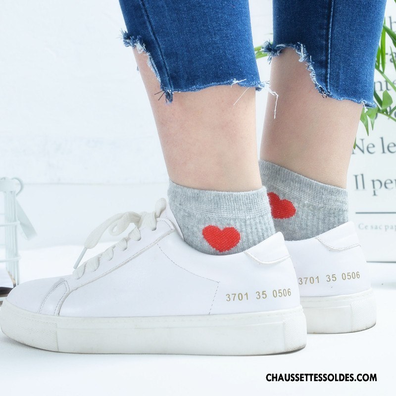 Chaussettes Courtes Femme Amour Basse Vent D'université Dame Petit Chaussette Basse Coupée Blanc Clair