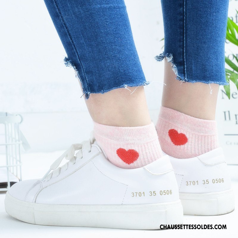 Chaussettes Courtes Femme Amour Basse Vent D'université Dame Petit Chaussette Basse Coupée Blanc Clair