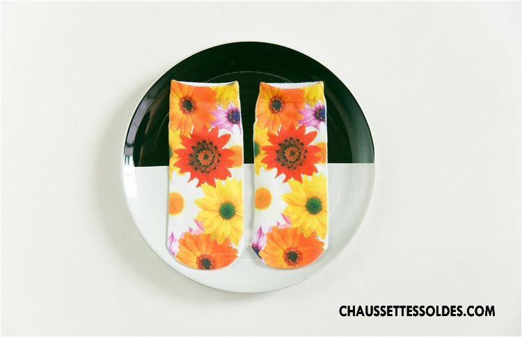 Chaussettes Courtes Femme Animal Chaussette Basse Coupée Rétro Printemps Dimensionnel Impression Rouge