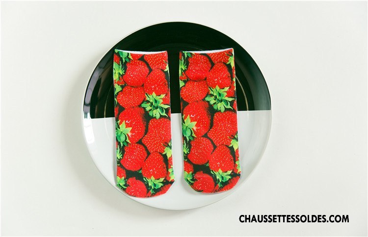 Chaussettes Courtes Femme Animal Chaussette Basse Coupée Rétro Printemps Dimensionnel Impression Rouge
