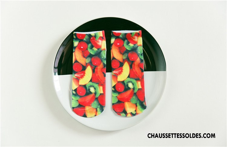 Chaussettes Courtes Femme Animal Chaussette Basse Coupée Rétro Printemps Dimensionnel Impression Rouge