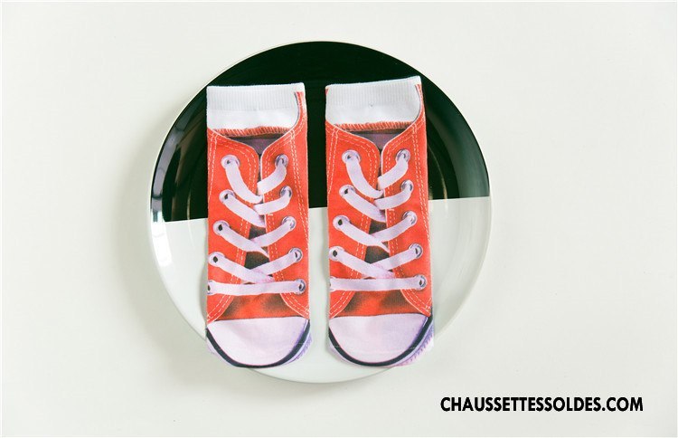 Chaussettes Courtes Femme Animal Chaussette Basse Coupée Rétro Printemps Dimensionnel Impression Rouge