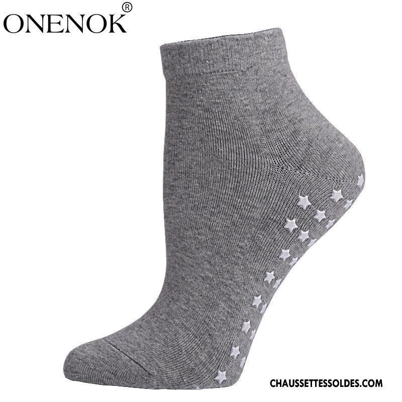 Chaussettes Courtes Femme Antidérapant Chaussettes En Coton Mouvement Yoga Dame Absorber La Sueur Gris