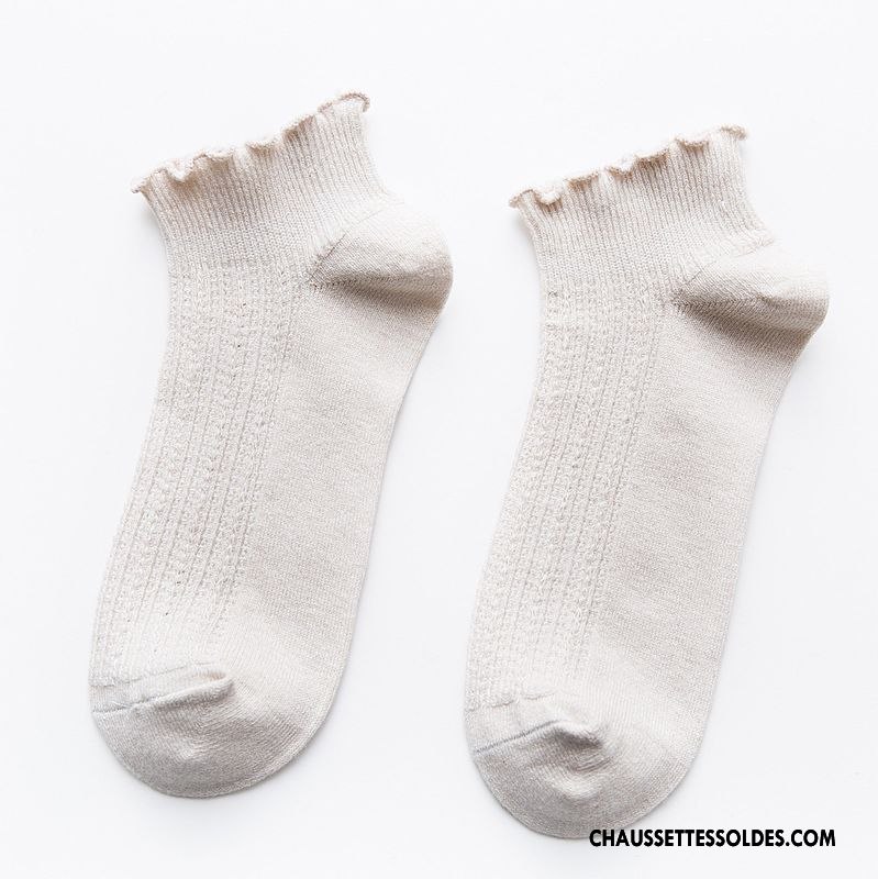 Chaussettes Courtes Femme Bois Respirant Chaussette Basse Coupée Été Engrener Légère Blanc