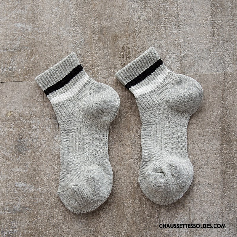Chaussettes Courtes Femme Casual Mouvement Chaussettes En Coton Net Modèles Féminins Renforcé Gris