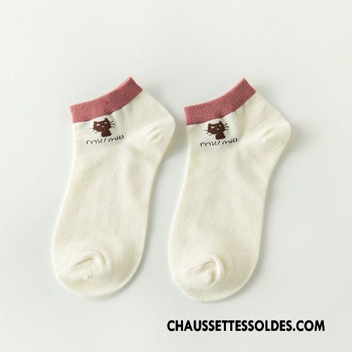 Chaussettes Courtes Femme Chaussette Basse Coupée 100% Coton Chat Tendance L'automne Dame Pure Noir