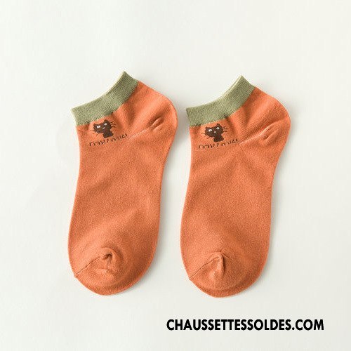 Chaussettes Courtes Femme Chaussette Basse Coupée 100% Coton Chat Tendance L'automne Dame Pure Noir