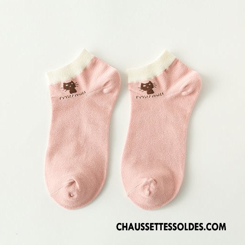 Chaussettes Courtes Femme Chaussette Basse Coupée 100% Coton Chat Tendance L'automne Dame Pure Noir