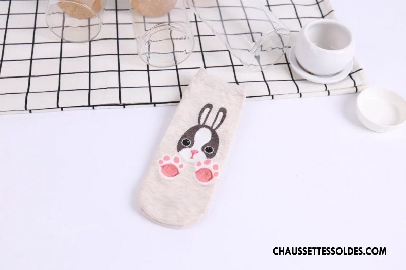 Chaussettes Courtes Femme Chaussette Basse Coupée 100% Coton Frais Le Nouveau Casual Dessin Animé Rose