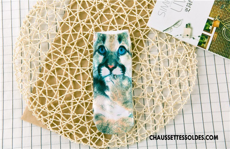 Chaussettes Courtes Femme Chaussette Basse Coupée Animal Printemps Rétro Dimensionnel Impression