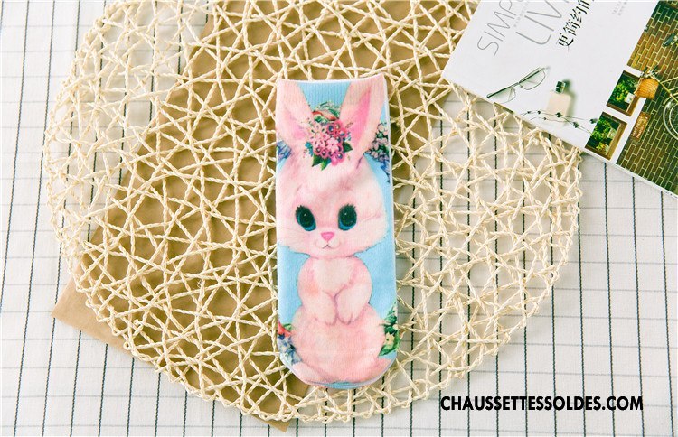 Chaussettes Courtes Femme Chaussette Basse Coupée Animal Printemps Rétro Dimensionnel Impression