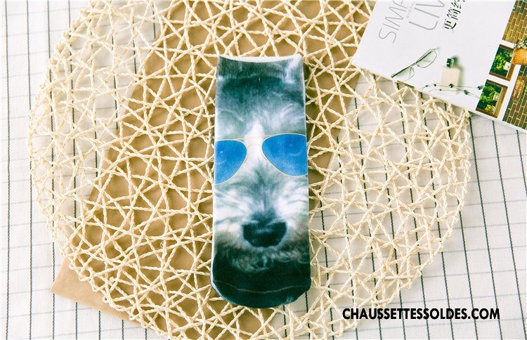 Chaussettes Courtes Femme Chaussette Basse Coupée Animal Printemps Rétro Dimensionnel Impression