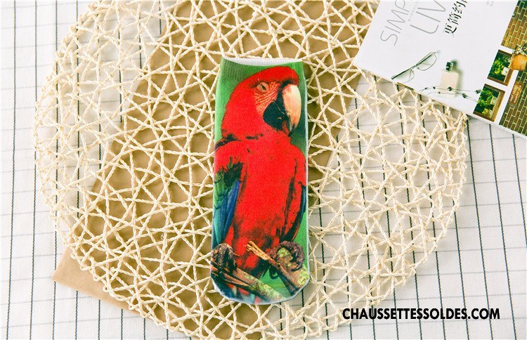Chaussettes Courtes Femme Chaussette Basse Coupée Animal Printemps Rétro Dimensionnel Impression