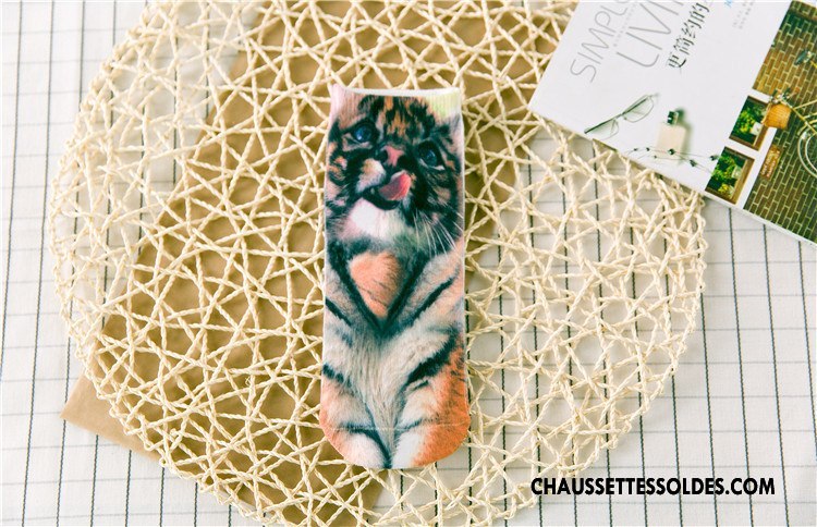 Chaussettes Courtes Femme Chaussette Basse Coupée Animal Printemps Rétro Dimensionnel Impression