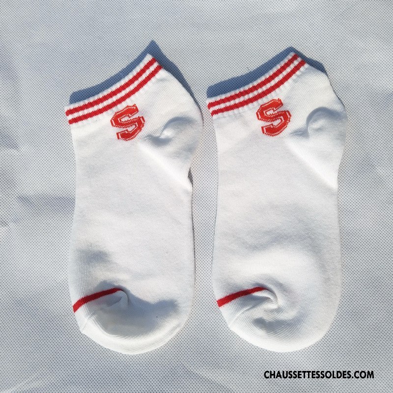 Chaussettes Courtes Femme Chaussette Basse Coupée Art Rayé Chaussette Courte Élève Numérique Blanc