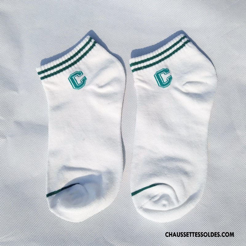 Chaussettes Courtes Femme Chaussette Basse Coupée Art Rayé Chaussette Courte Élève Numérique Blanc