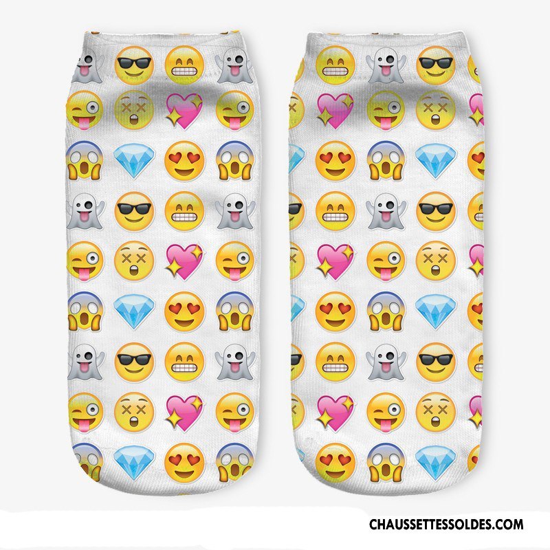 Chaussettes Courtes Femme Chaussette Basse Coupée Chaussette Courte Le Nouveau Invisible Modèles Féminins Impression Jaune