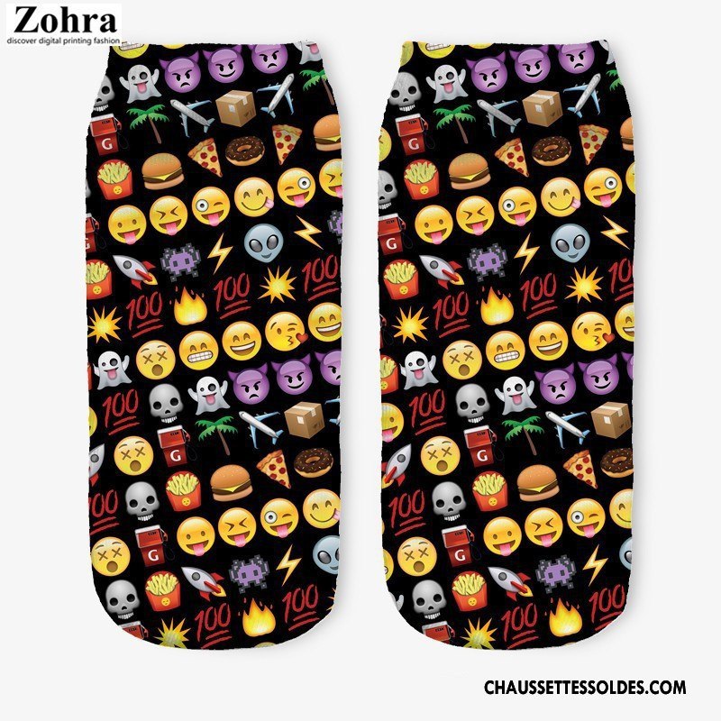 Chaussettes Courtes Femme Chaussette Basse Coupée Chaussette Courte Le Nouveau Invisible Modèles Féminins Impression Jaune
