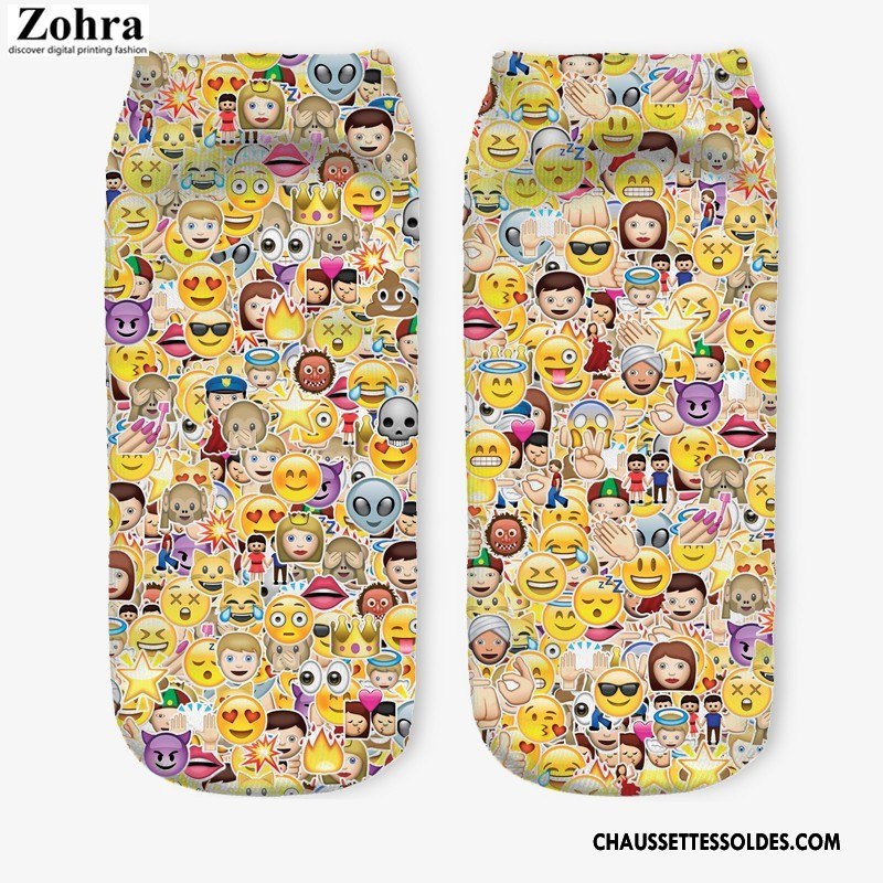 Chaussettes Courtes Femme Chaussette Basse Coupée Chaussette Courte Le Nouveau Invisible Modèles Féminins Impression Jaune
