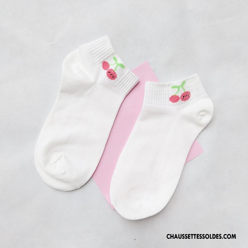 Chaussettes Courtes Femme Chaussette Basse Coupée Frais Charmant Visage Rond Dame Tous Les Assortis Blanc