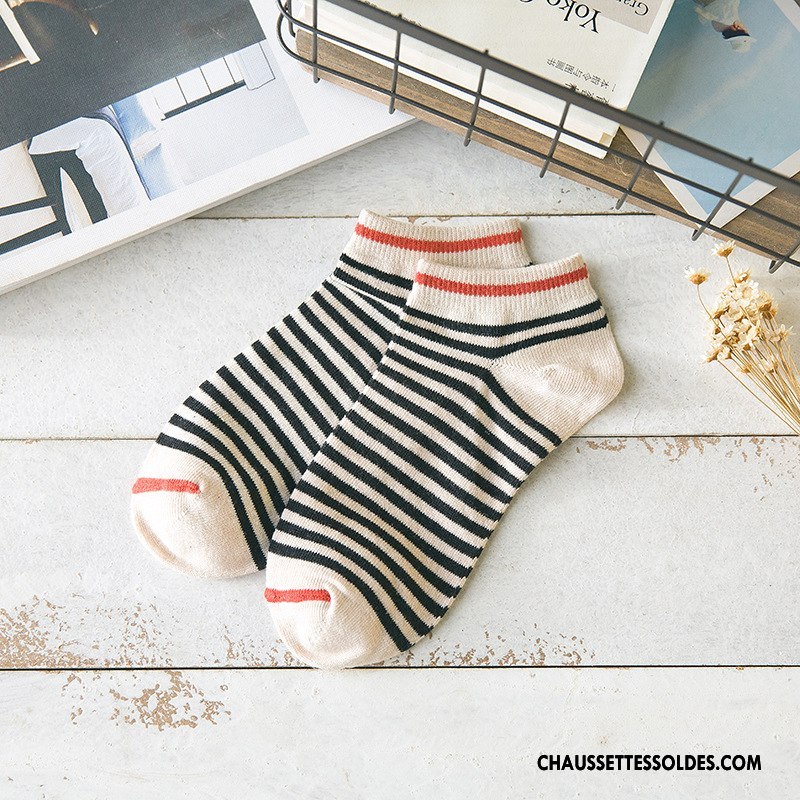 Chaussettes Courtes Femme Chaussette Basse Coupée Gros Absorber La Sueur Dame Personnalité 100% Coton Bleu