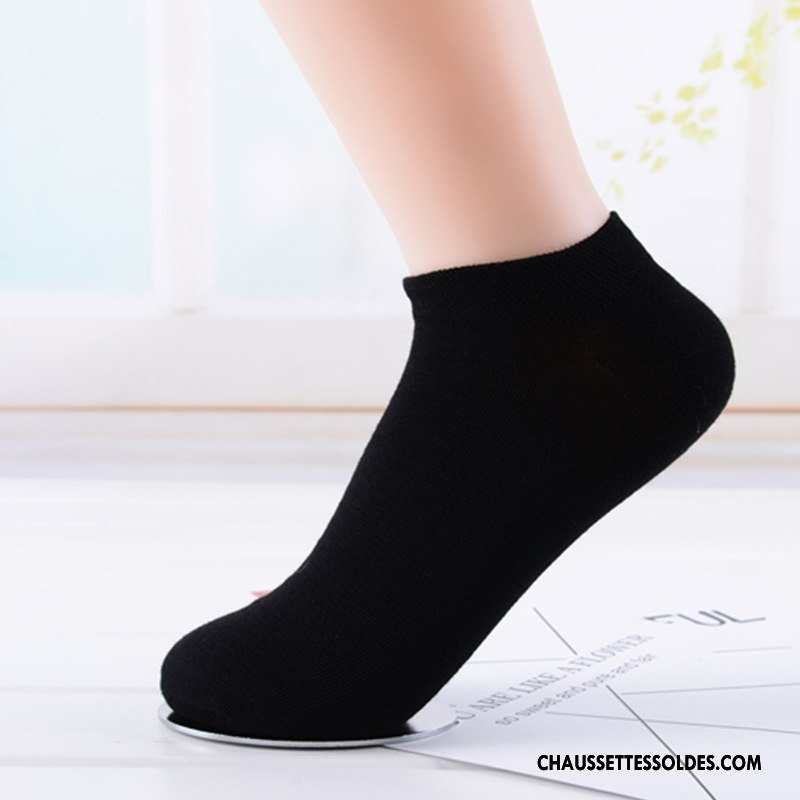 Chaussettes Courtes Femme Chaussettes En Coton Antidérapant Invisible Été Dame Chaussette Basse Coupée Pure Blanc Clair