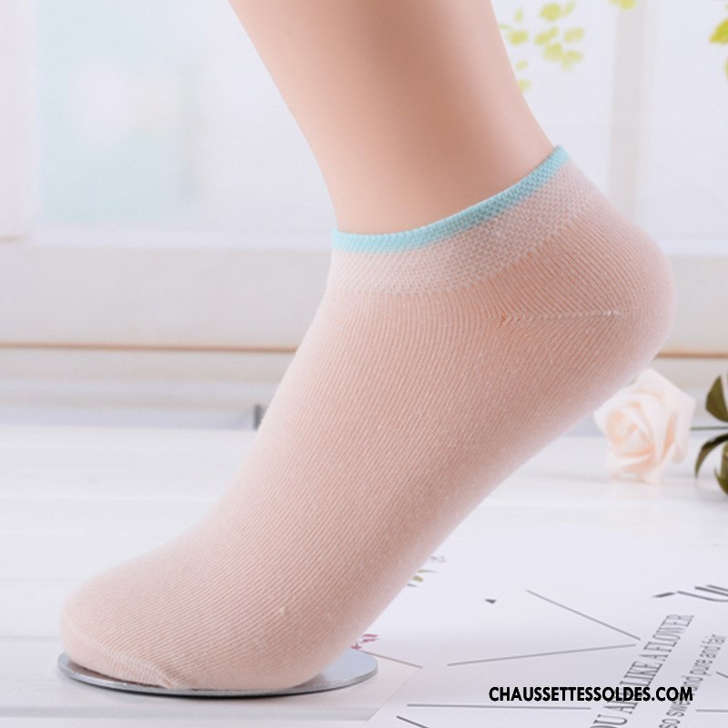 Chaussettes Courtes Femme Chaussettes En Coton Antidérapant Invisible Été Dame Chaussette Basse Coupée Pure Blanc Clair
