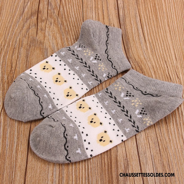 Chaussettes Courtes Femme Chaussettes En Coton Fleurs Dessin Animé Ours 100% Coton Le Nouveau Bleu