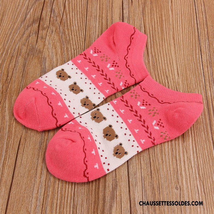 Chaussettes Courtes Femme Chaussettes En Coton Fleurs Dessin Animé Ours 100% Coton Le Nouveau Bleu
