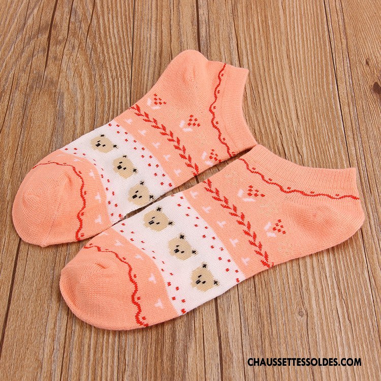 Chaussettes Courtes Femme Chaussettes En Coton Fleurs Dessin Animé Ours 100% Coton Le Nouveau Bleu