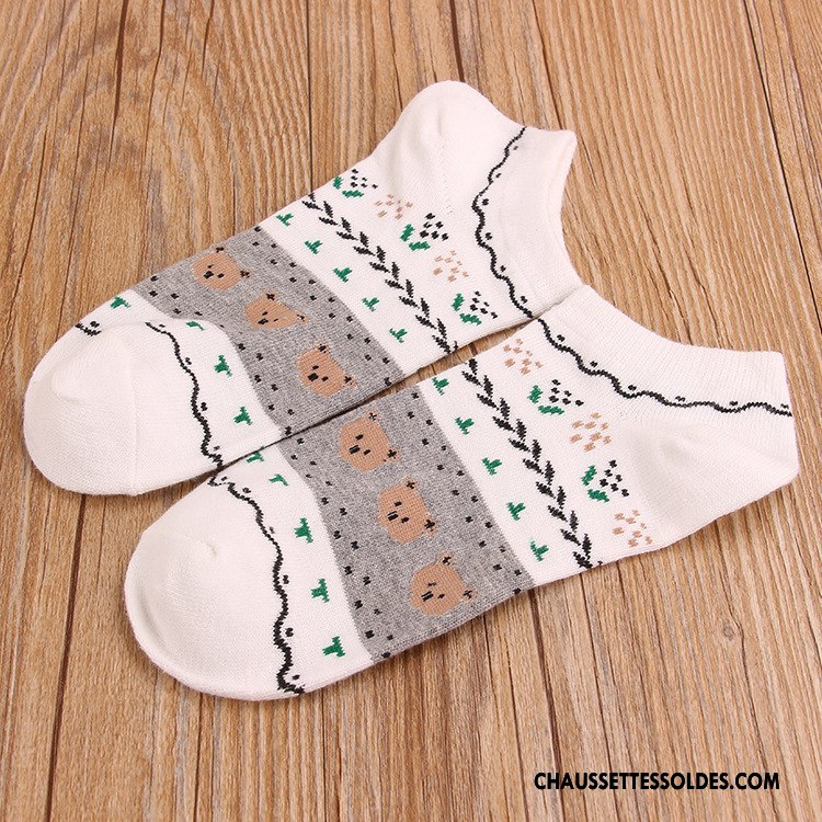 Chaussettes Courtes Femme Chaussettes En Coton Fleurs Dessin Animé Ours 100% Coton Le Nouveau Bleu