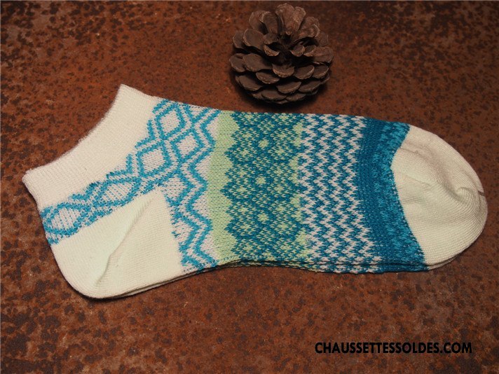 Chaussettes Courtes Femme Chaussettes En Coton Style National Le Nouveau Légère Été Chaussette Basse Coupée Bleu