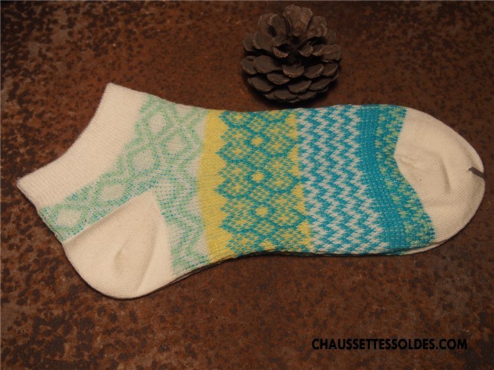 Chaussettes Courtes Femme Chaussettes En Coton Style National Le Nouveau Légère Été Chaussette Basse Coupée Bleu