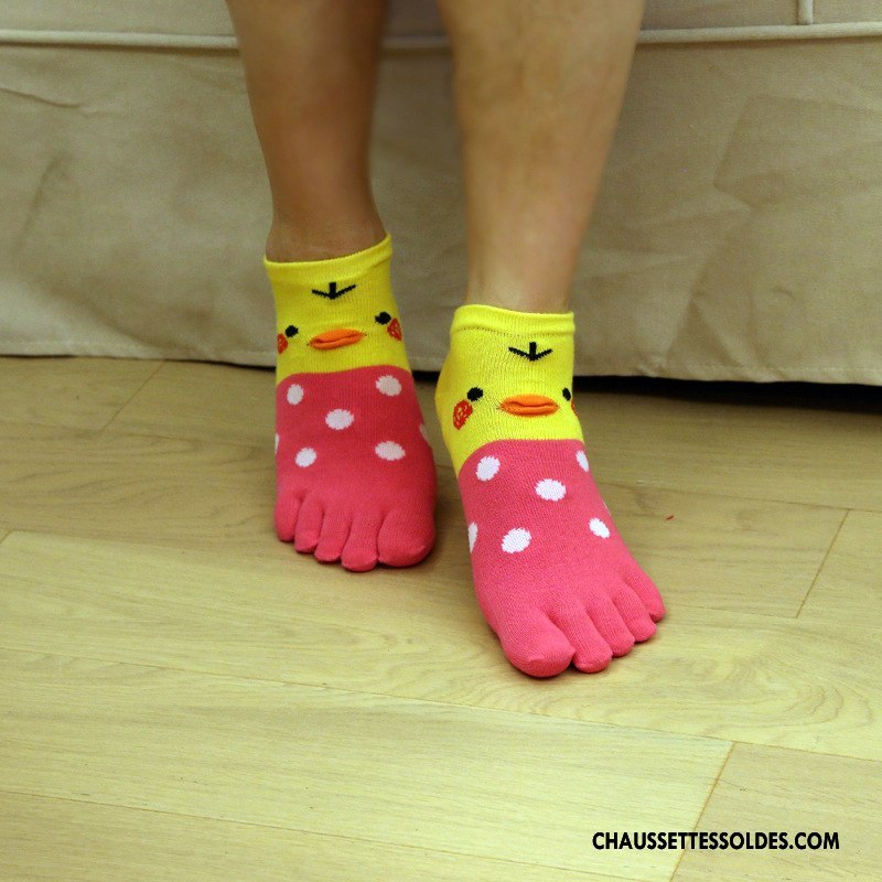 Chaussettes Courtes Femme Cinq Doigts Dessin Animé Personnalité Yoga Gros Dimensionnel Jaune