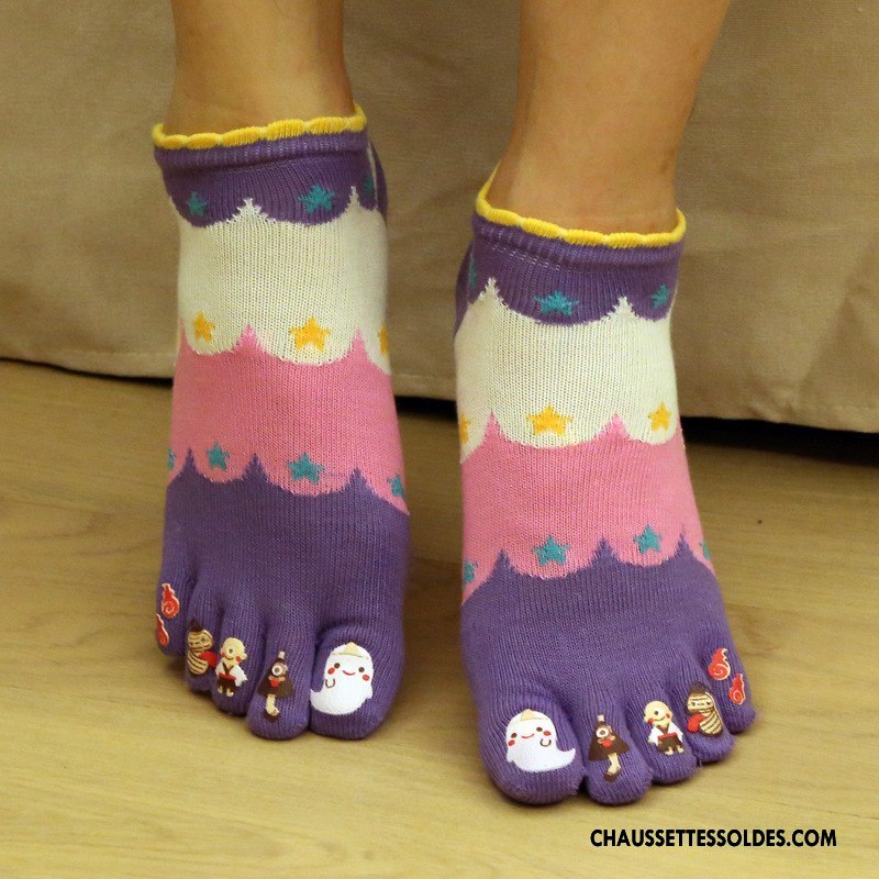 Chaussettes Courtes Femme Cinq Doigts Doigt De Pied Matelassé Bleu