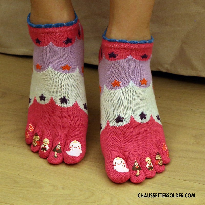 Chaussettes Courtes Femme Cinq Doigts Doigt De Pied Matelassé Bleu