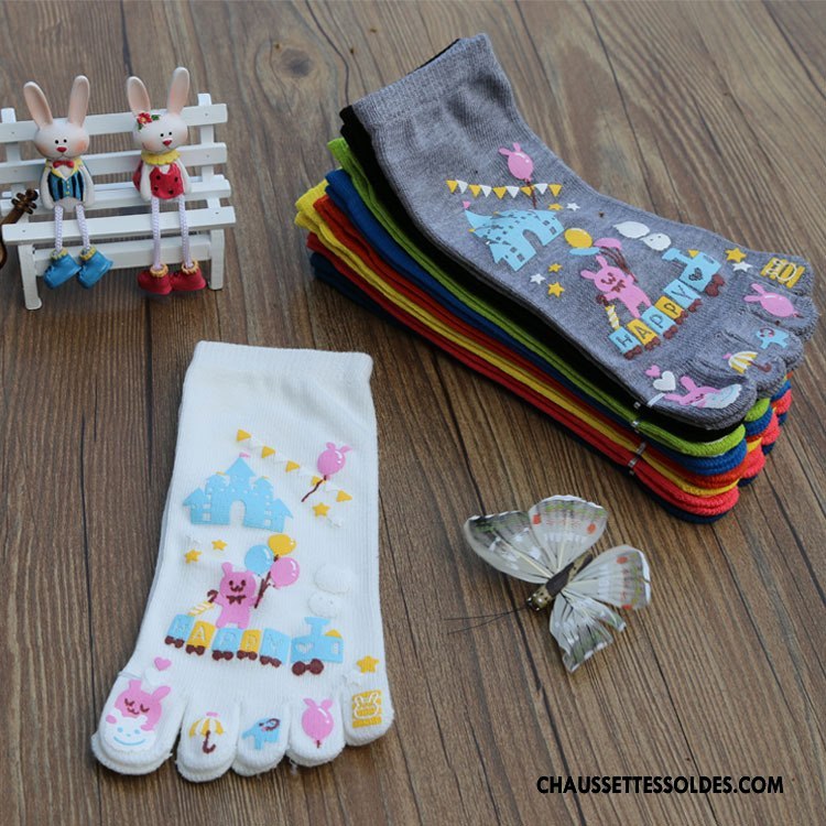Chaussettes Courtes Femme Cinq Doigts Le Nouveau Lovers Dessin Animé Blanc