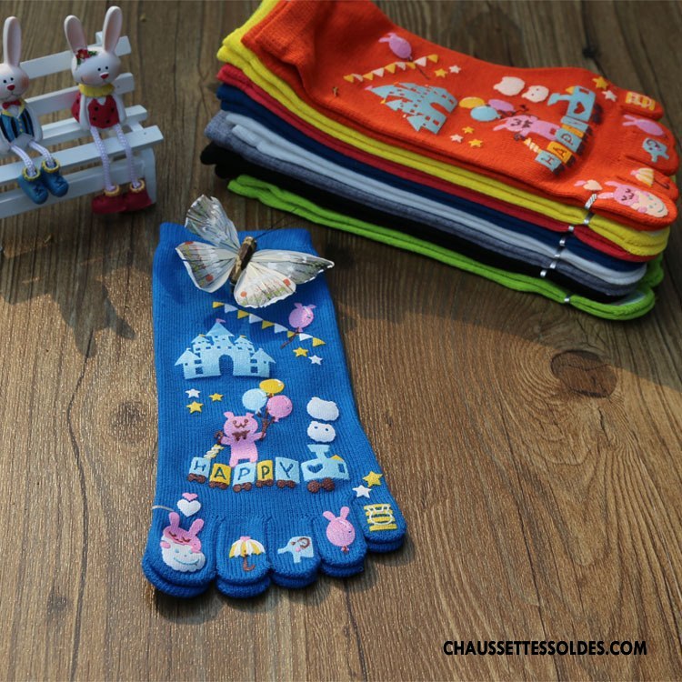 Chaussettes Courtes Femme Cinq Doigts Le Nouveau Lovers Dessin Animé Blanc
