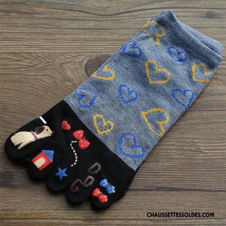 Chaussettes Courtes Femme Cinq Doigts Matelassé Le Nouveau Confortable Bleu