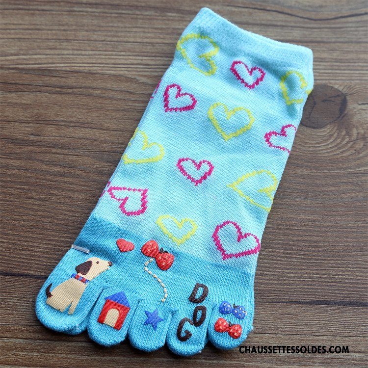 Chaussettes Courtes Femme Cinq Doigts Matelassé Le Nouveau Confortable Bleu