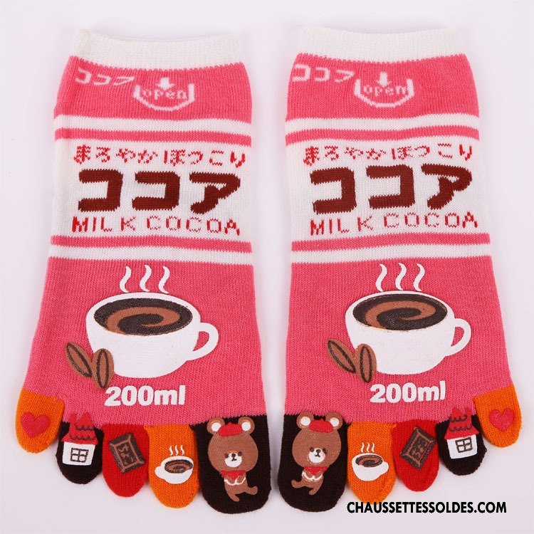 Chaussettes Courtes Femme Confortable Beige Matelassé Cinq Doigts Dame Blanc