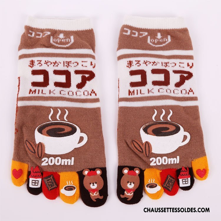 Chaussettes Courtes Femme Confortable Beige Matelassé Cinq Doigts Dame Blanc