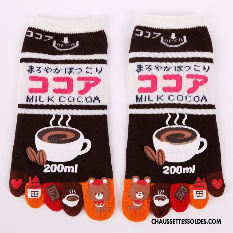 Chaussettes Courtes Femme Confortable Beige Matelassé Cinq Doigts Dame Blanc