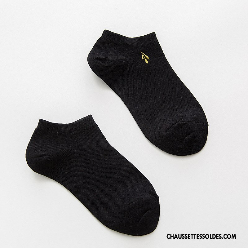 Chaussettes Courtes Femme Coton Bio Brodé Plaine Matelassé Chaussette Basse Coupée Chaussette Courte Pure