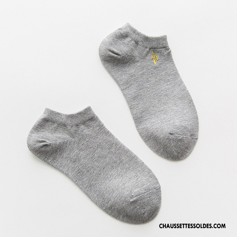 Chaussettes Courtes Femme Coton Bio Brodé Plaine Matelassé Chaussette Basse Coupée Chaussette Courte Pure